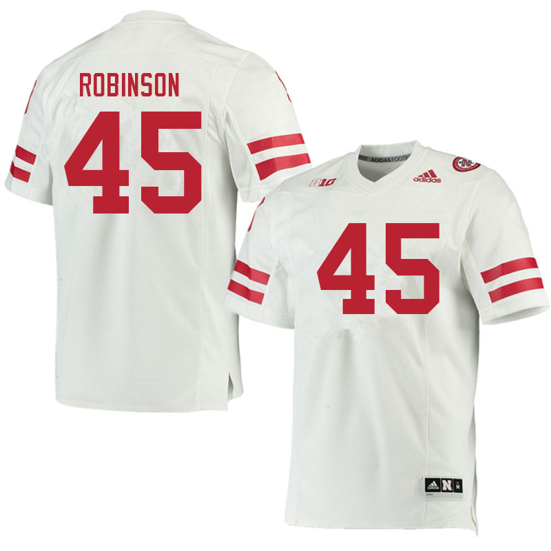 Men #45 Truitt Robinson Nebraska Cornhuskers College Football Jerseys Sale-White - Click Image to Close